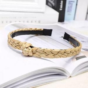 Thin Topknot Straw Headband - Khaki